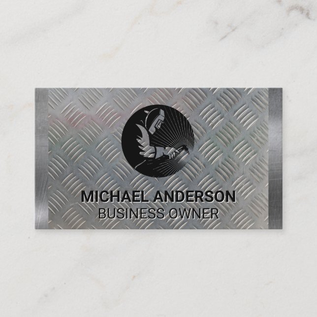 Cartão De Visita soldador | construção | Aço metálico (Frente)