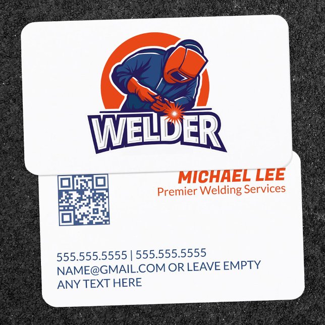 Cartão De Visita Soldador de metal Personalizado QR (Welder Metal Welding Custom QR Business Cards)