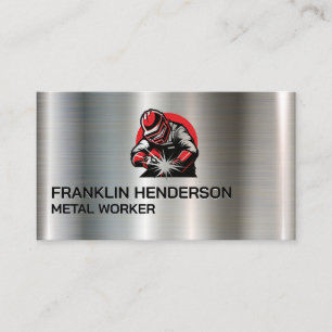 Cartão De Visita Soldador Trabalhando em Metal Artesãos