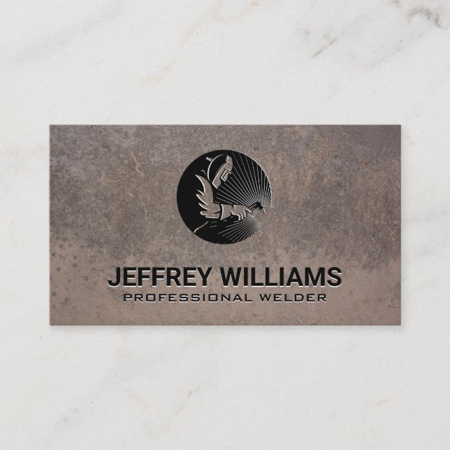 Cartão De Visita Soldadura | Antigo Rusted Metal (Frente)