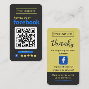 Cartão De Visita Solicitação de Avaliação no Facebook Carvão Ardósi