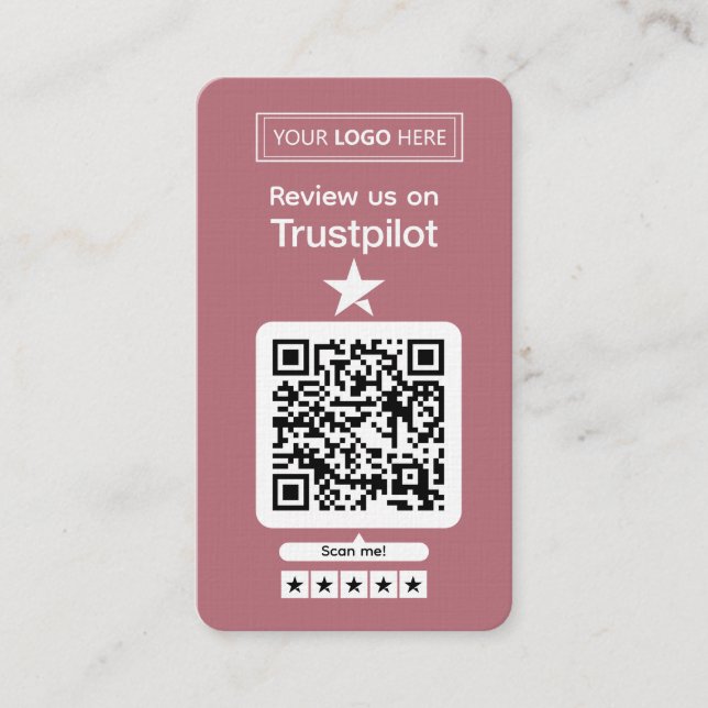 Cartão De Visita Solicitação de Avaliação no Trustpilot com Código  (Frente)