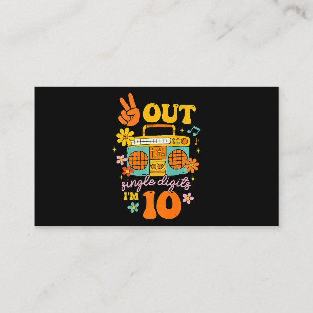 Cartão De Visita Solteiros Retro Peace Out Dígitos Im 10 Anos 10 (Frente)
