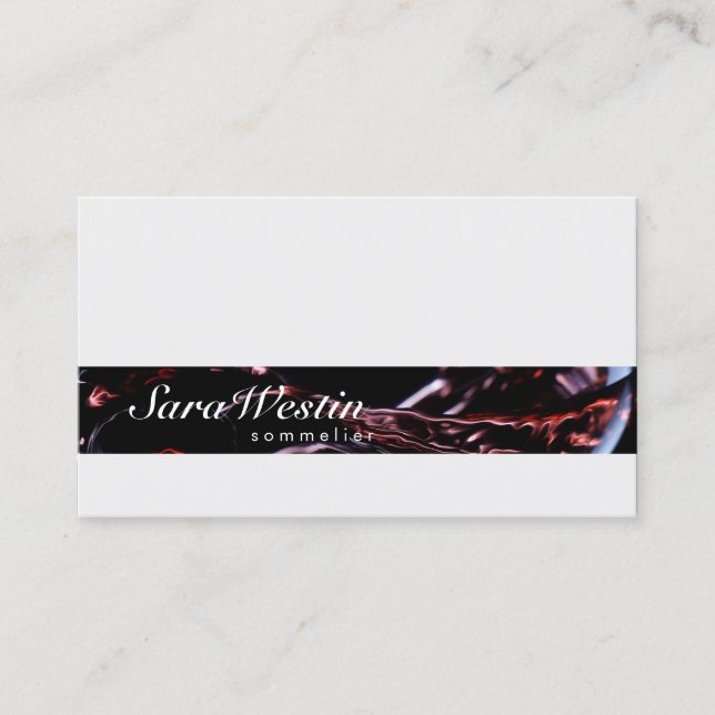 Cartão De Visita Sommelier Script Wine Flow Business Card (Frente)