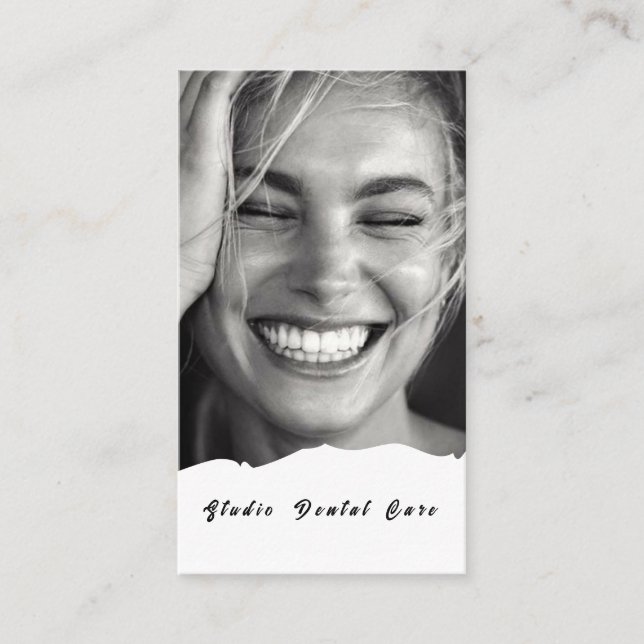 Cartão De Visita Sorria Mulher Saudável Dentes Brancos Dentes Denta (Frente)