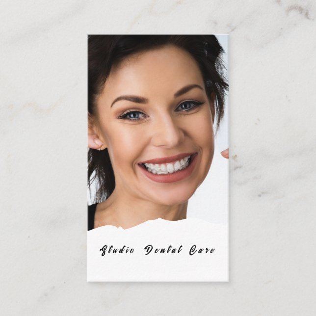 Cartão De Visita Sorria Mulher Saudável Dentes Brancos Dentes Denta (Frente)