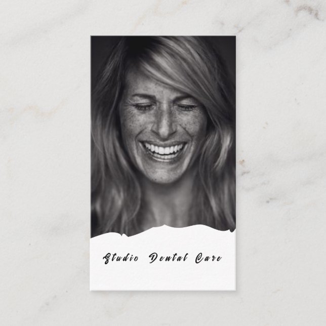 Cartão De Visita Sorria Mulher Saudável Dentes Brancos Dentes Denta (Frente)