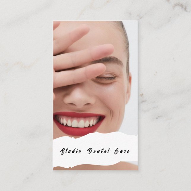 Cartão De Visita Sorria Mulher Saudável Dentes Brancos Dentes Denta (Frente)