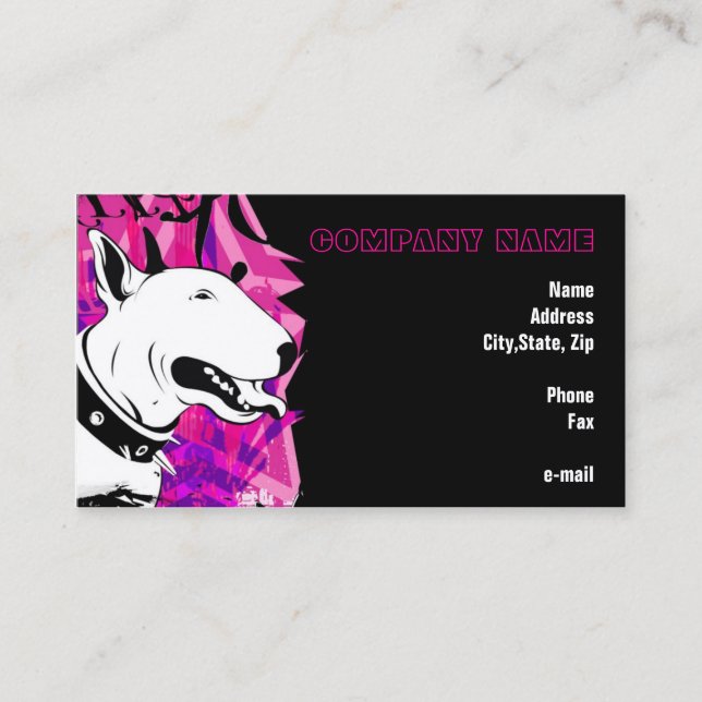 Cartão De Visita Sorriso para mim! Bull terrier ilustrou (Frente)