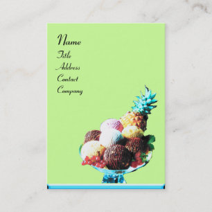 Cartão De Visita SORVETE - COMPRO DESERT, azul vermelho verde preto