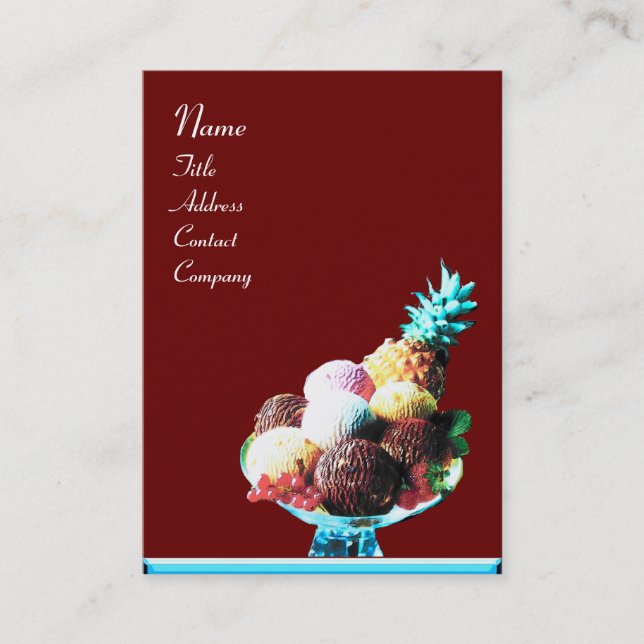 Cartão De Visita SORVETE - COMPRO DESERT, vermelho azul (Frente)