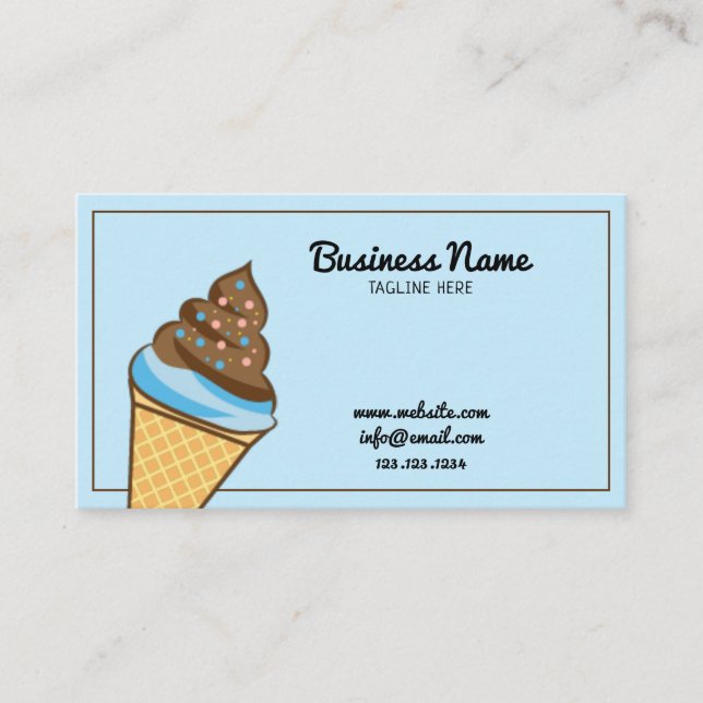Cartão De Visita Sorvete e confeitaria de aspersores azuis modernos (Frente)