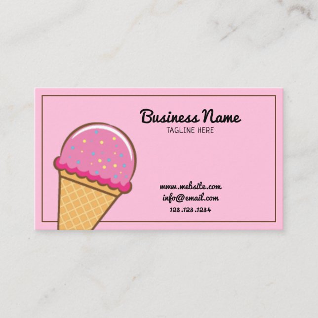 Cartão De Visita Sorvete e Confeitaria de Prprinkles Rosa Modernos (Frente)