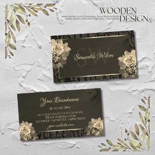 Cartão De Visita Sorvete Floral Dourado Escuro, Castanho, Grãos, M