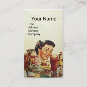 Cartão De Visita SORVETE PARTY Girl com bandeja de Sorvetes