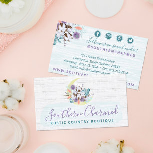 Cartão De Visita Southern Floral Cotton Moon & Wood Social Media