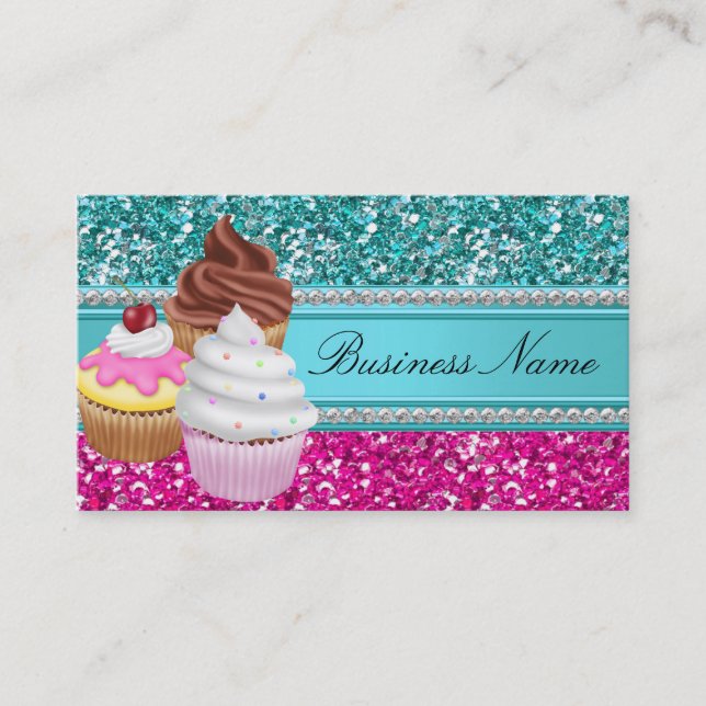 Cartão de Visita Sparkle Cupcake (Frente)