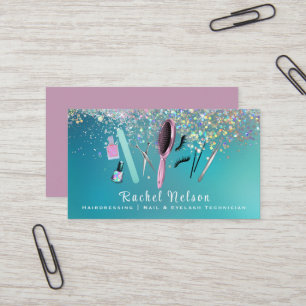 Cartão De Visita Sparkle de Serviços de Unhas e Hairstylist
