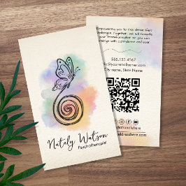 Cartão De Visita Spiral to Butterfly Pen Watercolor Life Coach