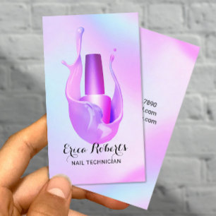 Cartão De Visita Splash Púrpura de Pastel de Salão de unhas