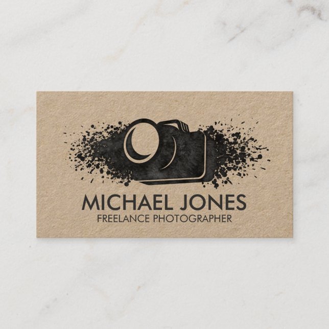 Cartão De Visita Splatter de tinta da câmera (Frente)