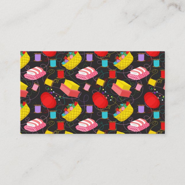 Cartão De Visita Spools Sewing Threads Pins Blankets Seamstress (Frente)