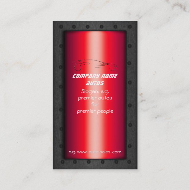 Cartão De Visita Sportscar em vermelho - modelo de vendas automátic (Frente)