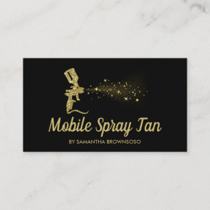Cartão De Visita Spray de Bronzeamento Móvel Black and Gold Sparkle