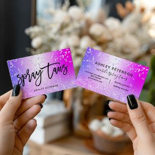 Cartão De Visita Spray de bronzeamento Rosa glitter purpura metálic