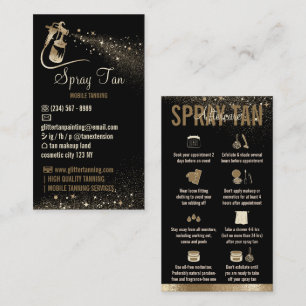 Cartão De Visita Spray Tan depois de instruções Sparkle Dourado