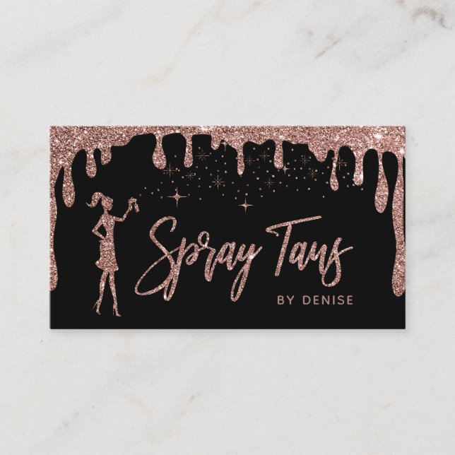 Cartão De Visita Spray Tan Mobile Spray Tan Dourada Glittering Girl (Frente)