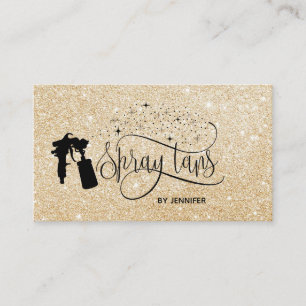 Cartão De Visita Spray tan script dourado confetti