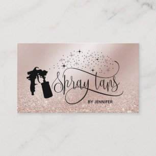 Cartão De Visita Spray tan script glitter gold