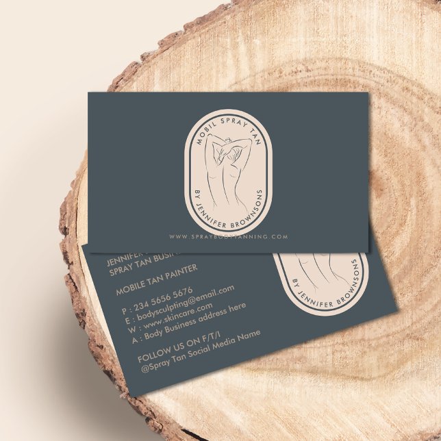 Cartão De Visita Spray Tan Woman Body Skin Marinho Beige (Criador carregado)