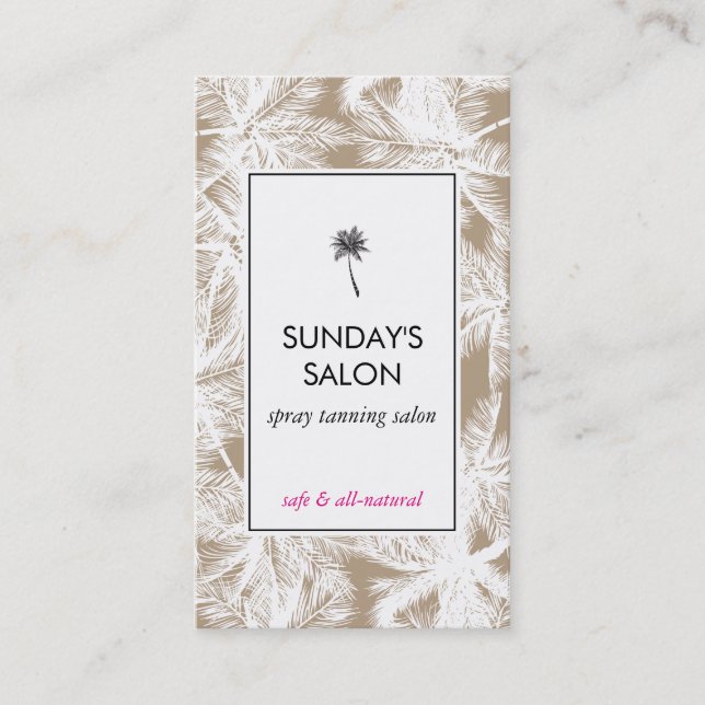 Cartão De Visita Spray Tanning Salon Tropical Tan/White Palms (Frente)