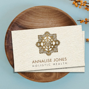 Cartão De Visita Sri Dourado Yantra/Sri Chakra em Lotus