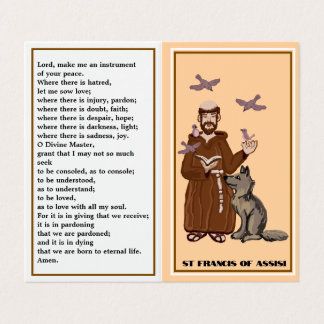 Cartão De Visita St Francis of Assisi prayer card