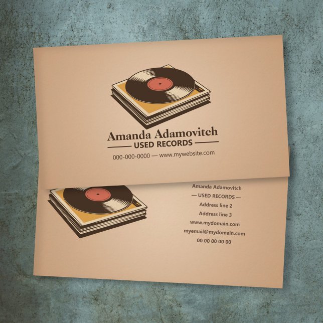 Cartão De Visita Stack of Vintage Vinyl (Stack of Vintage Vinyl Business Card)