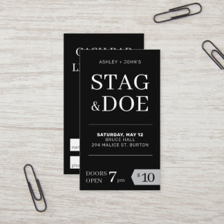 Cartão De Visita Stag and Doe Tickets clássico moderno