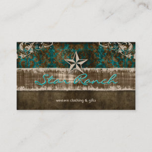 Cartão De Visita Star Shabby Suede Rustic Teal Brown H