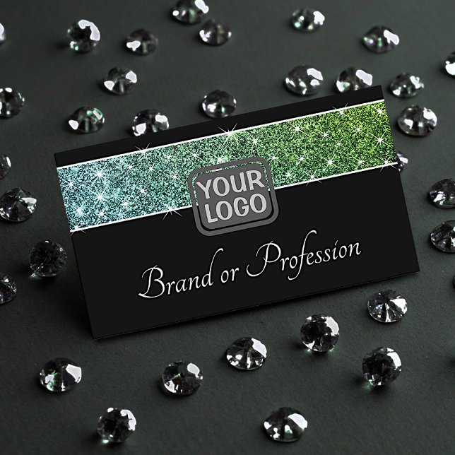 Cartão De Visita Stars Elegante De Shimmer De Glitter Teal (Criador carregado)