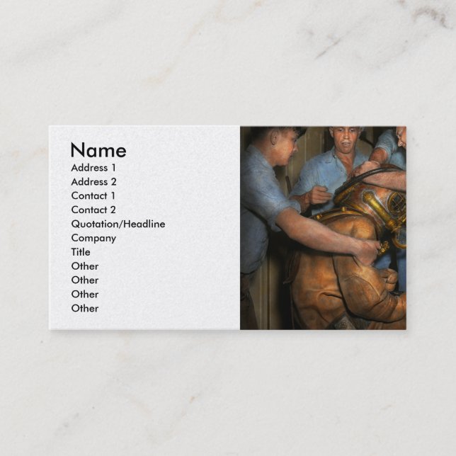 Cartão De Visita Steampunk - Diver - Uma carga dos meus ombros em 1 (Frente)