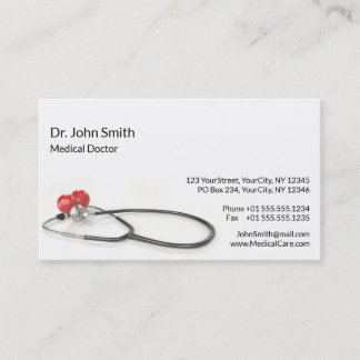 Cartão De Visita Stethoscope with Heart | Medical Care & Healthcare