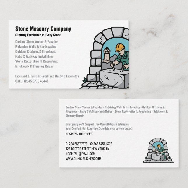 Cartão De Visita Stone Masonry Company Services (Frente/Verso)