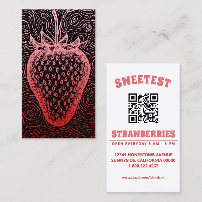 Cartão De Visita strawberry swirl with qr code (Frente/Verso)