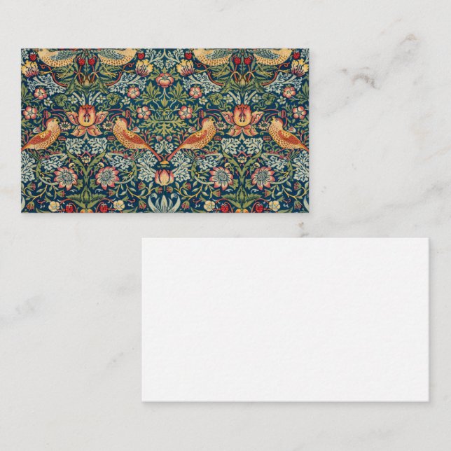 Cartão De Visita Strawberry Thief por William Morris (Frente/Verso)