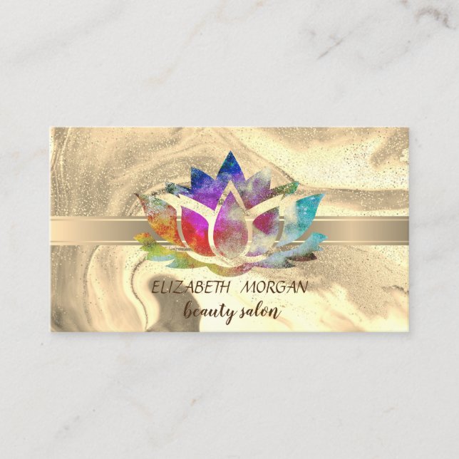 Cartão De Visita Strike Dourado Profissional - Arco-Íris Lotus, Mar (Frente)