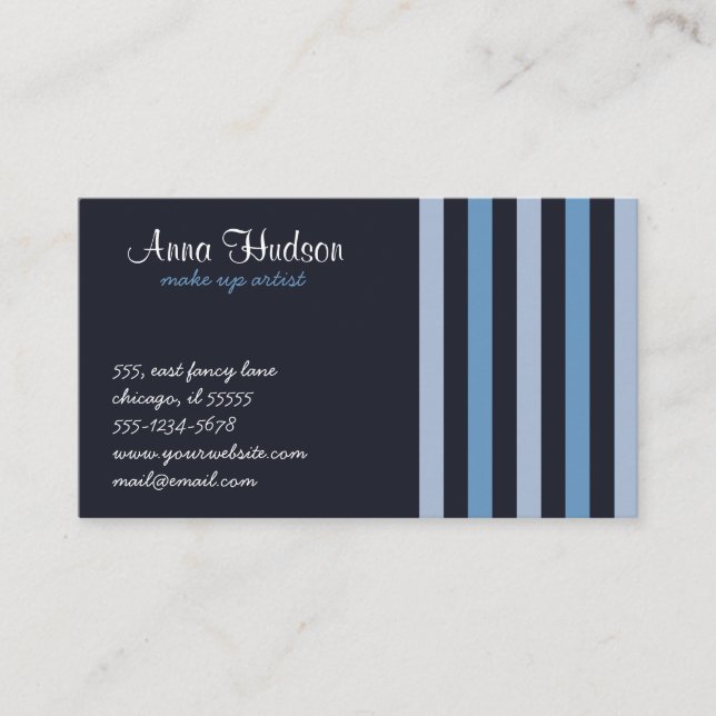 Cartão De Visita Stripes Azuis, Stripes Negras, Padrão Stripes (Frente)