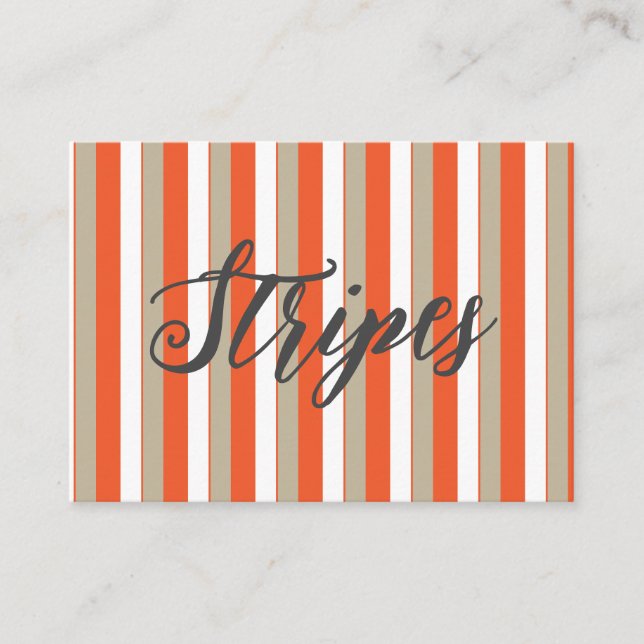 Cartão De Visita Stripes de Cinza Laranja (Frente)
