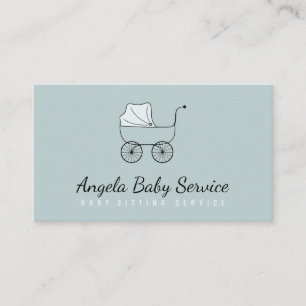 Cartão De Visita Stroller Baby sitter Daycare Nursery Teal
